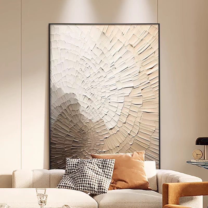 GeoSpiral Neutral Cascade (Hand-Painted Art)