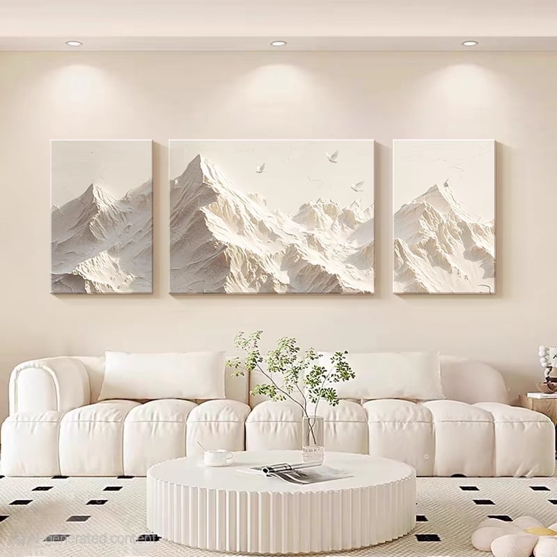 Ivory Peaks (Textured Wall Art)
