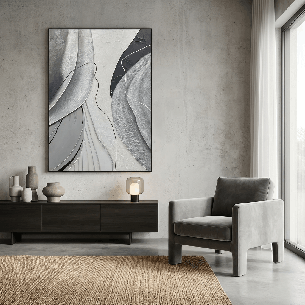 Monochromatic Flow (Hand-Painted Art)