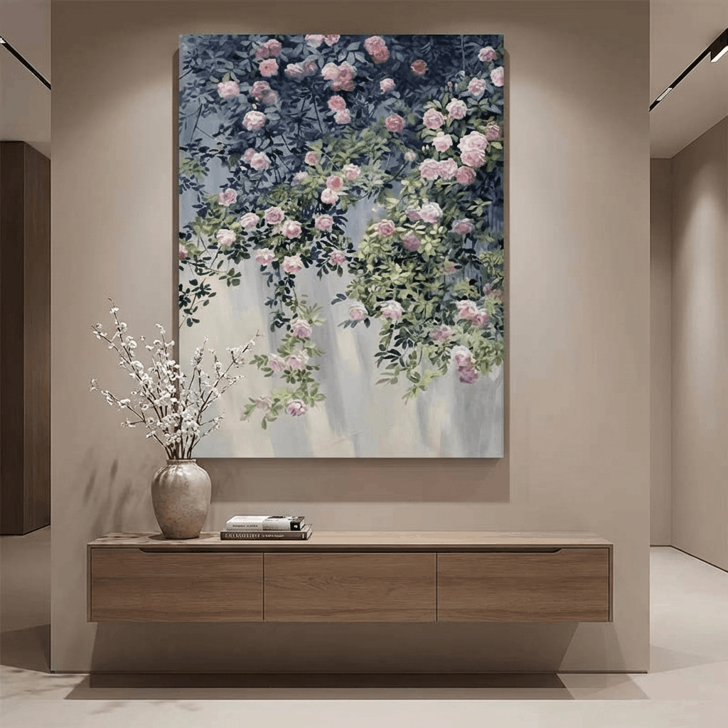 Rosefall Veil (Hand-Painted Art)