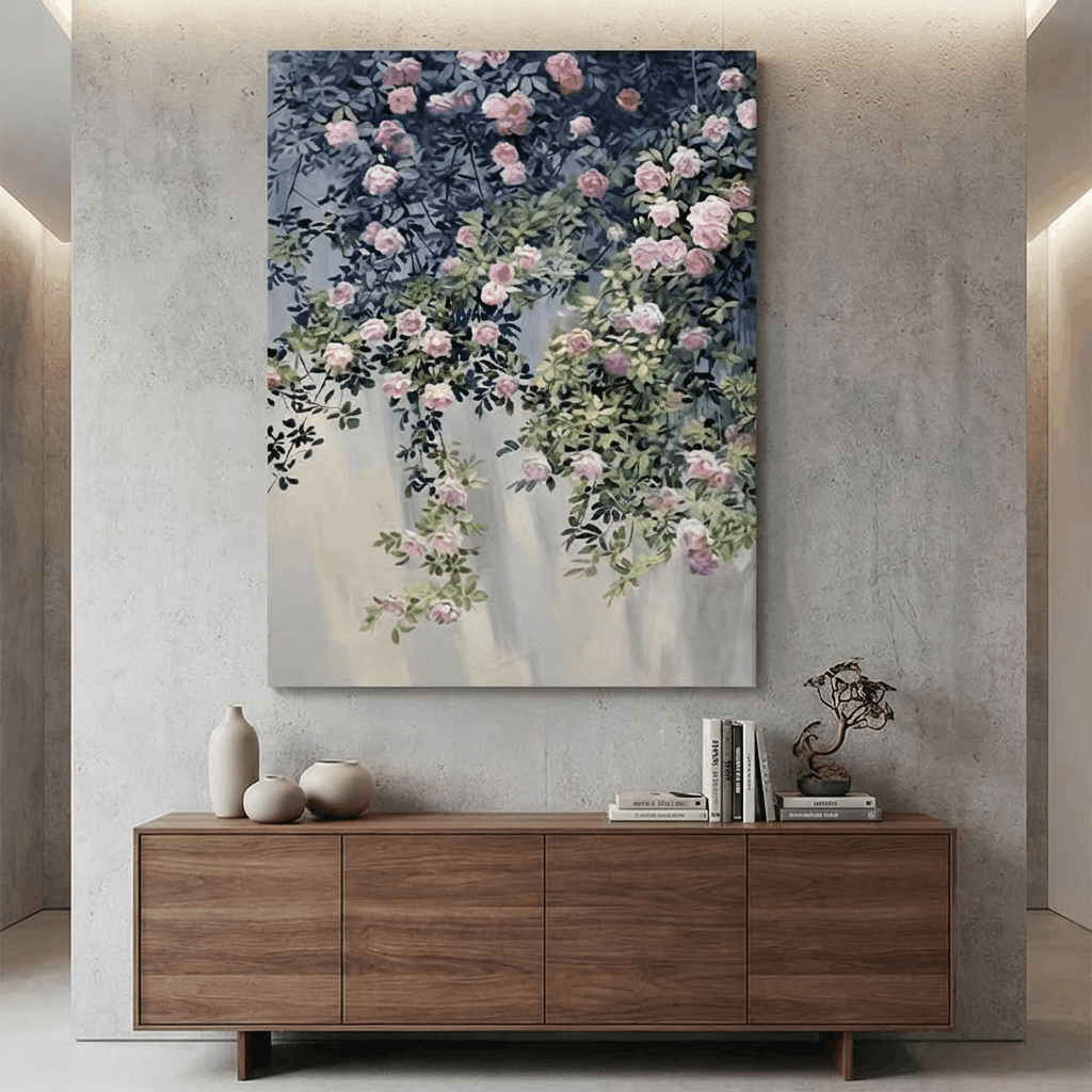 Rosefall Veil (Hand-Painted Art)